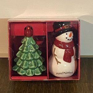 Christmas Tree and Snowman Salt and Pepper Shakers
